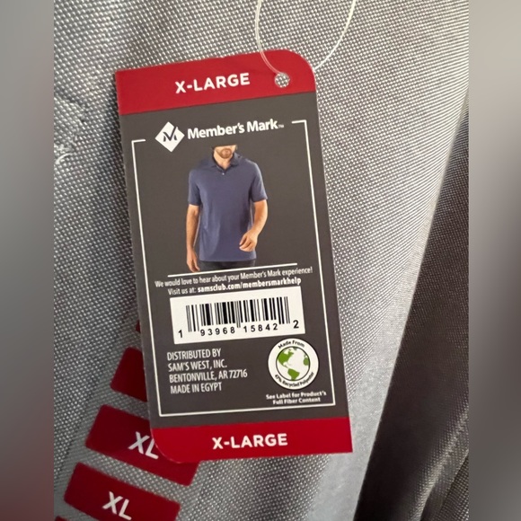 NWT Men’s Members Mark Grey Polo Shirt Size XL - Picture 4 of 11